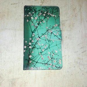 Vegan Leather Plum Blossom Folio Wallet Case